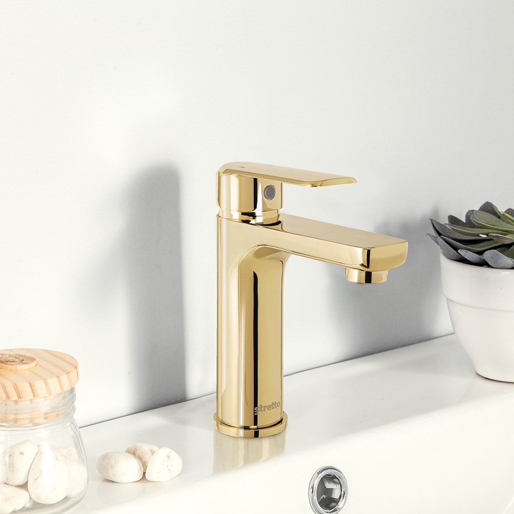 Ceramic Cartridge 35mm Single Lever Gold Brass Basin Taps Mixer (grifos de lavamanos)