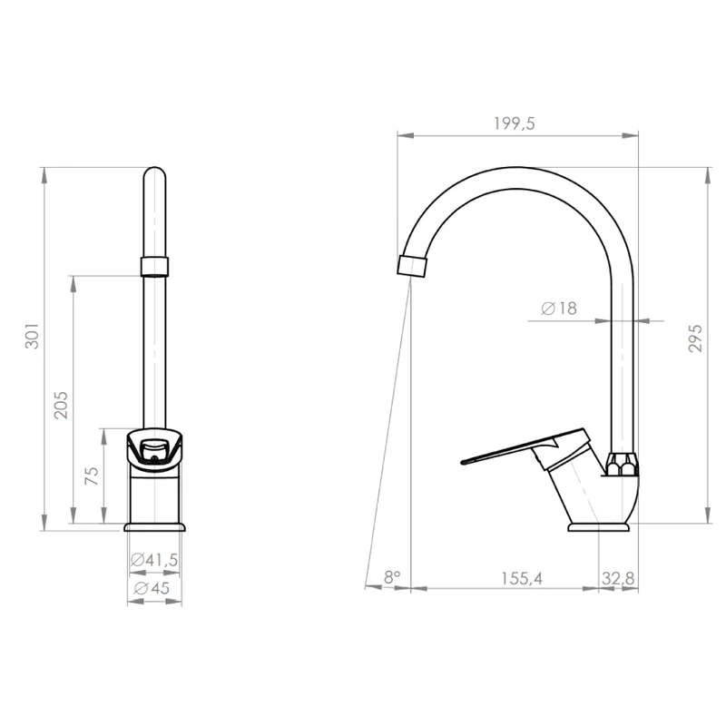 Single Lever Sink Kitchen Mixer（Zamak) Cincinnati