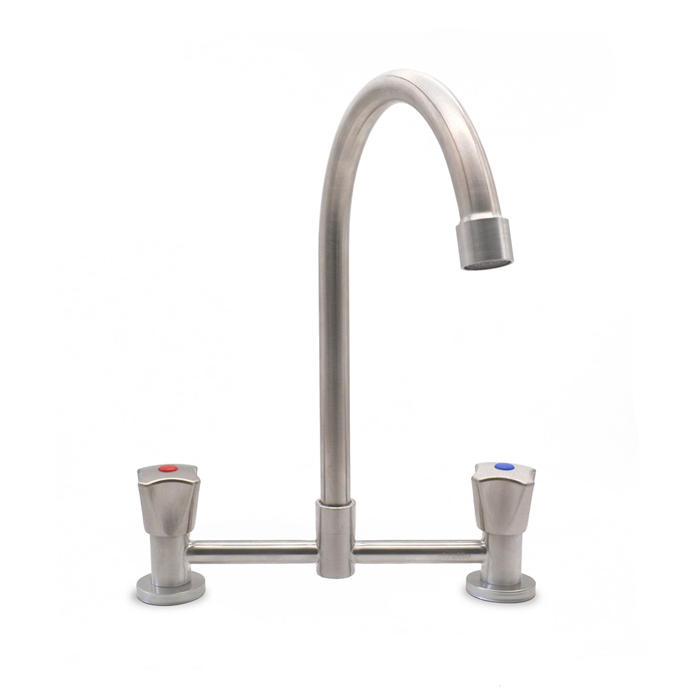 sus304 stainless steel double handle deck mounted kitchen basin water faucet tap griferia cocina