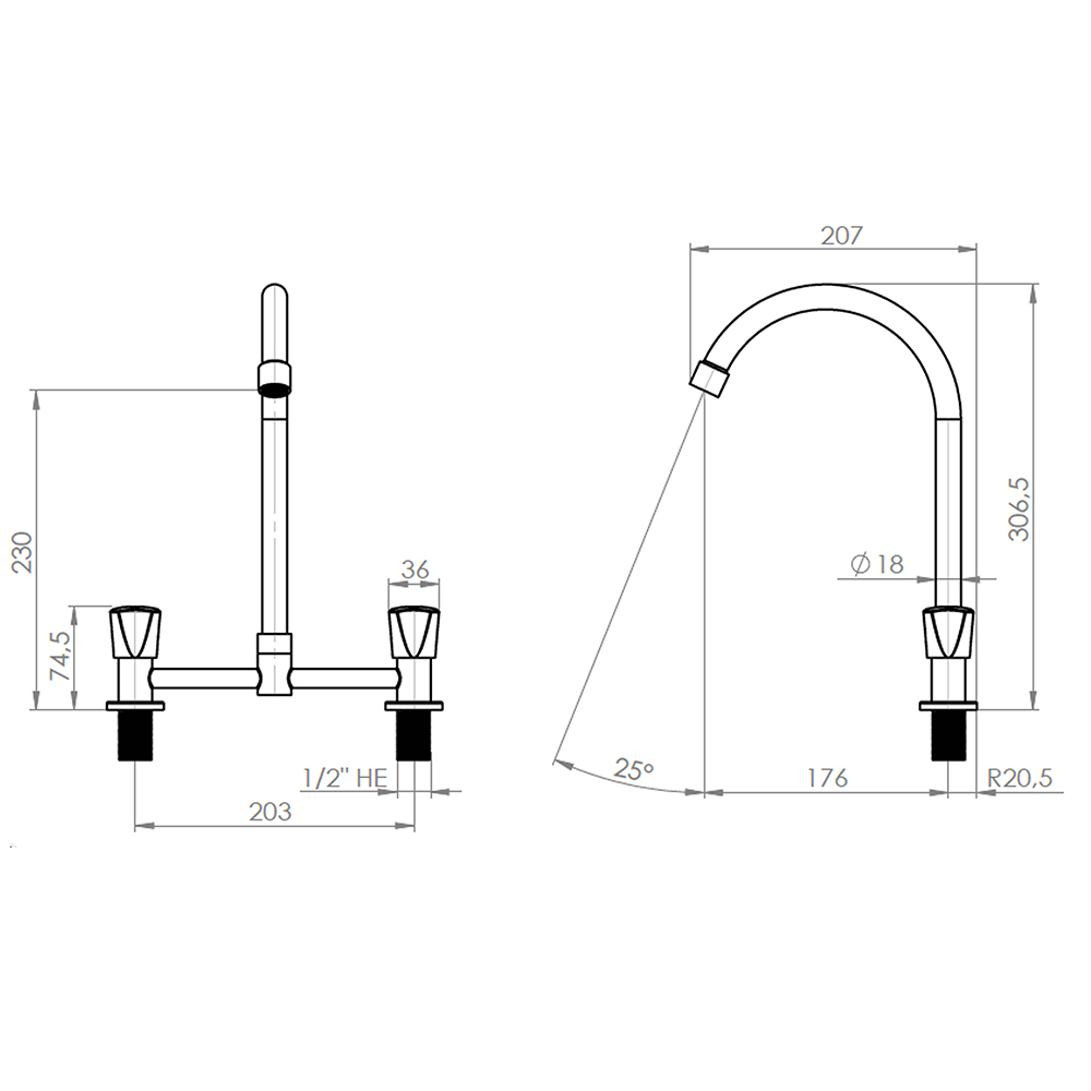 sus304 stainless steel double handle deck mounted kitchen basin water faucet tap griferia cocina