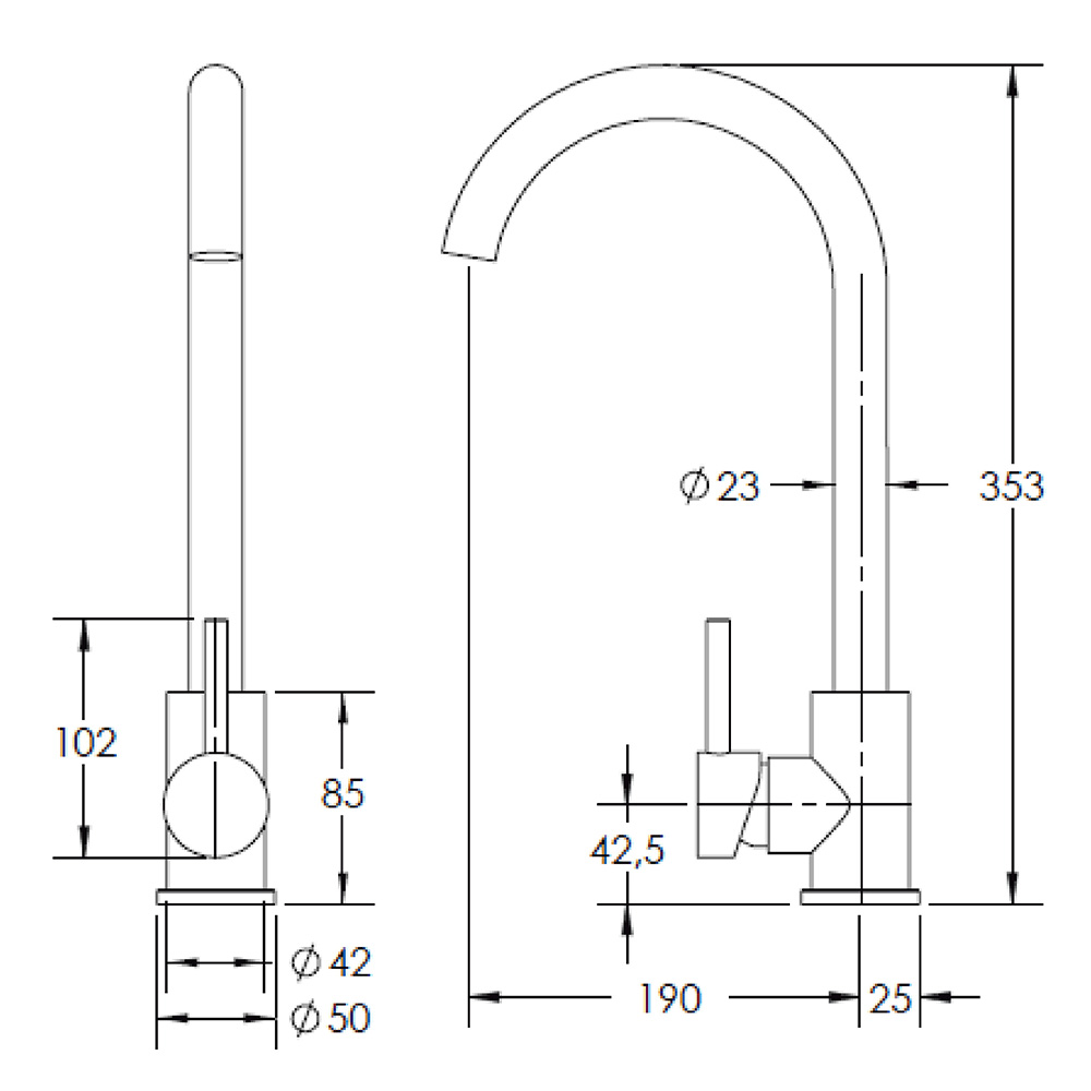 Swivel High Arc Spout Stainless steel Kitchen Faucet Mixer (griferia cocina)