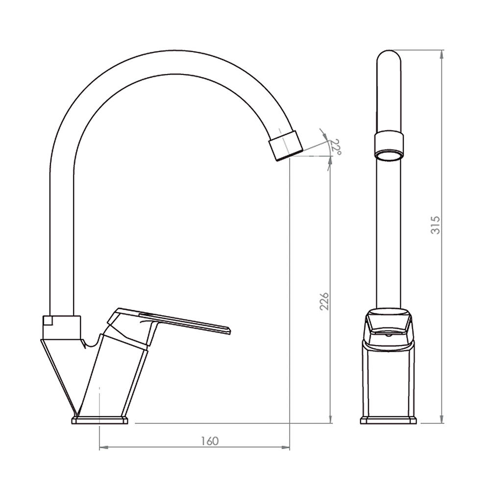 Single Lever Plastic Elbow Kitchen Faucet Mixer Modena