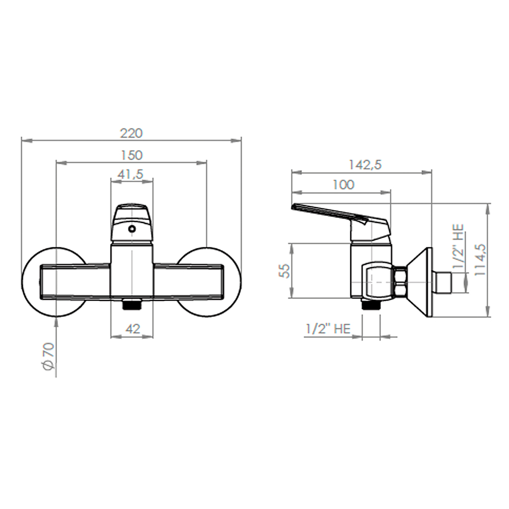 ABS Material 35 mm Single-Lever Shower Mixer