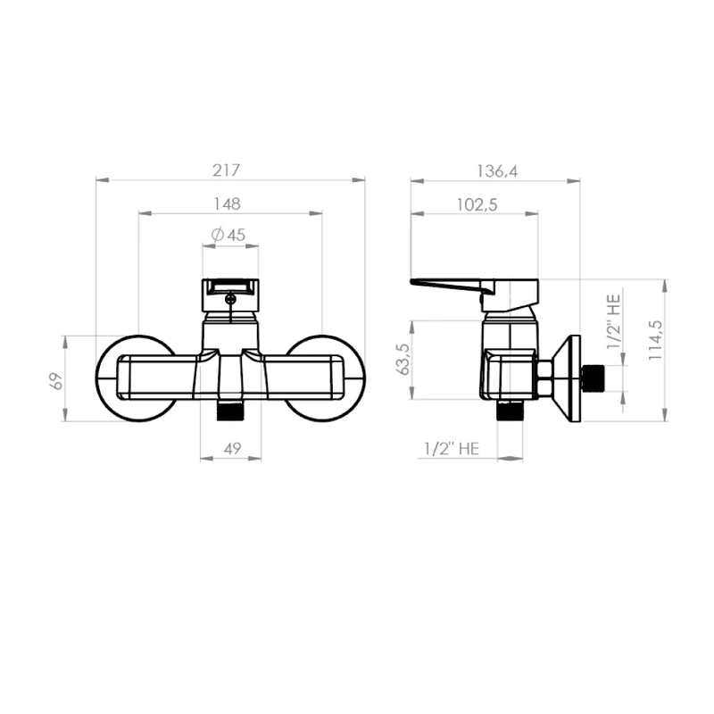 35mm Ceramic Cartridge Single Lever Shower Naples