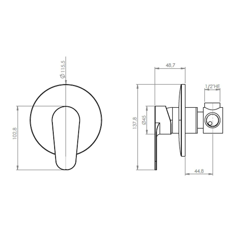 35mm Single Lever SS304 In Wall Shower Mixer With Diverter Vermont