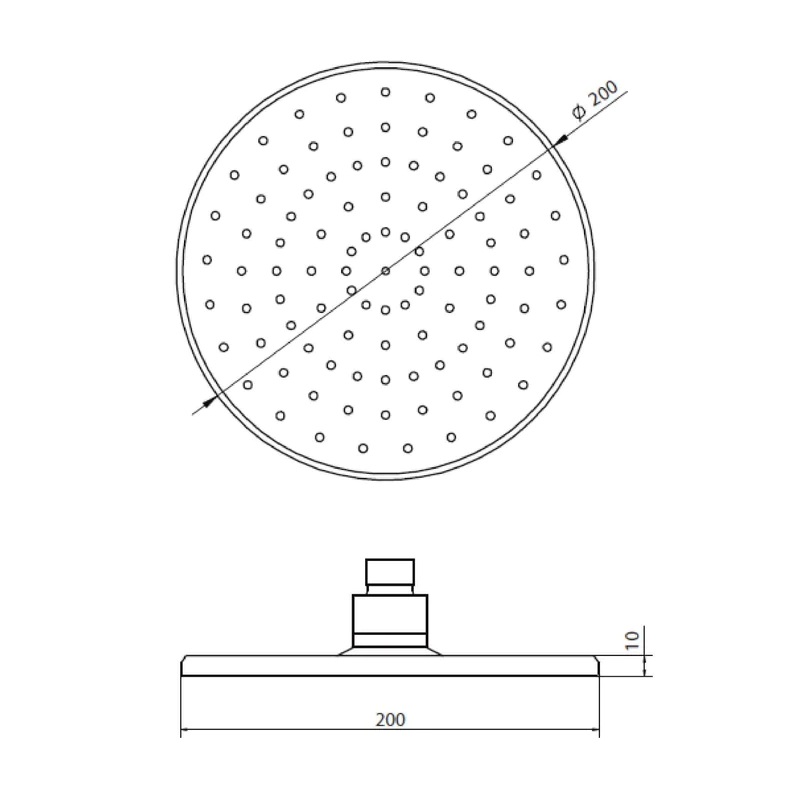 200mm chrome round ceiling rain shower head