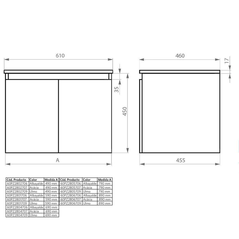 Smooth Surface Cabinet 70x46 cm