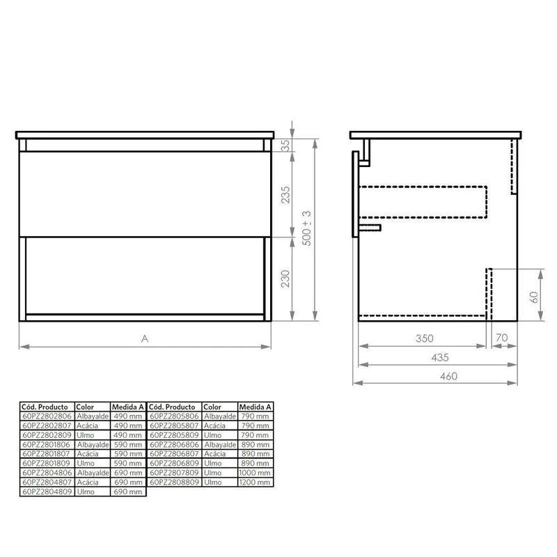 MDF Material Cabinet 70x46 cm Zoé(60PZ2804807)