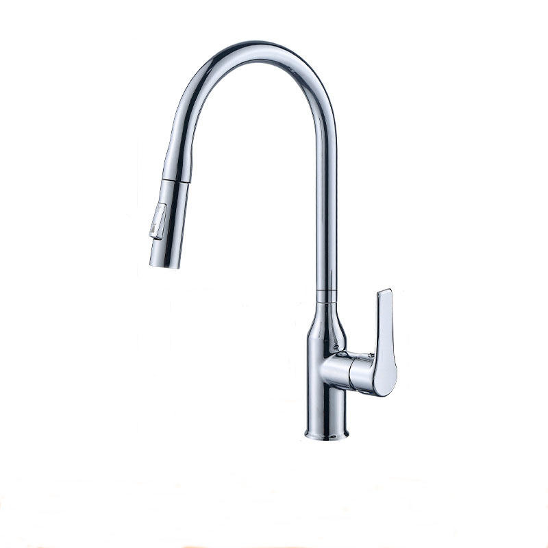 Single handle matt black chrome stainless steel one hole pull down hot and cold kitchen faucet taps