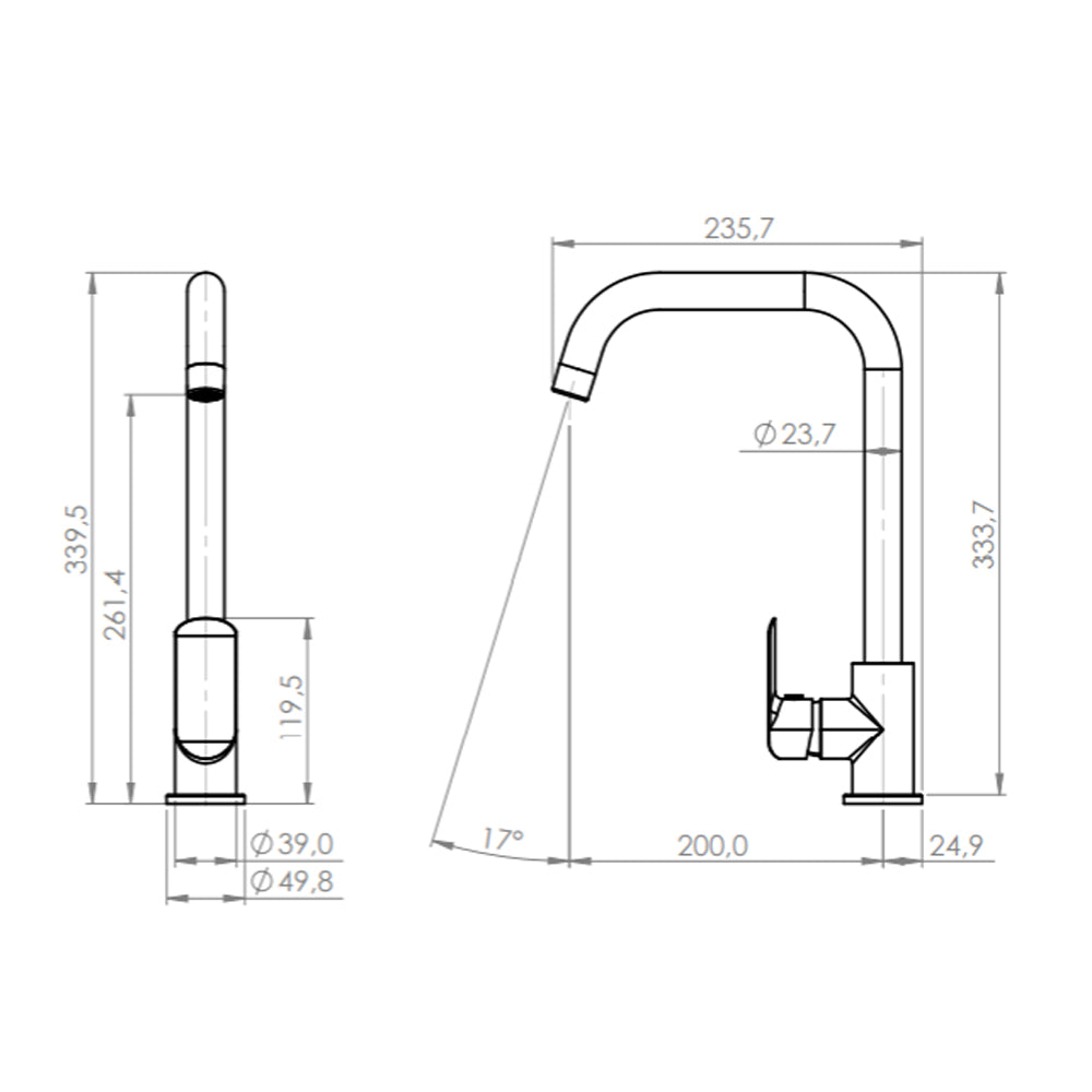 Brass suqare kitchen taps mixers