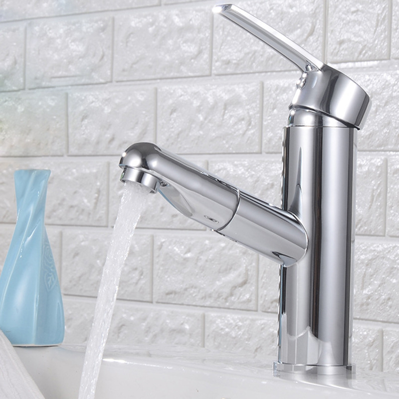 Black bathroom faucet with pull out sprayer