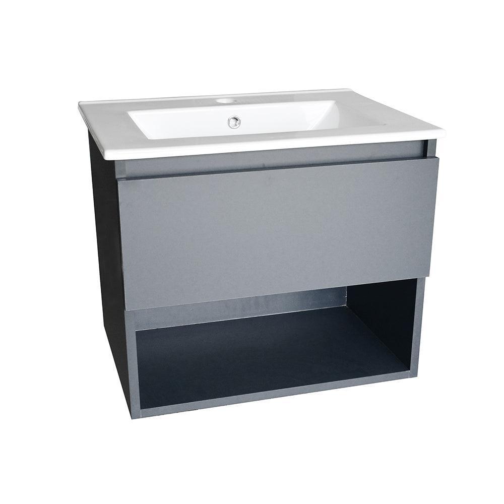 floating cabinet vanity bathroom with one sink