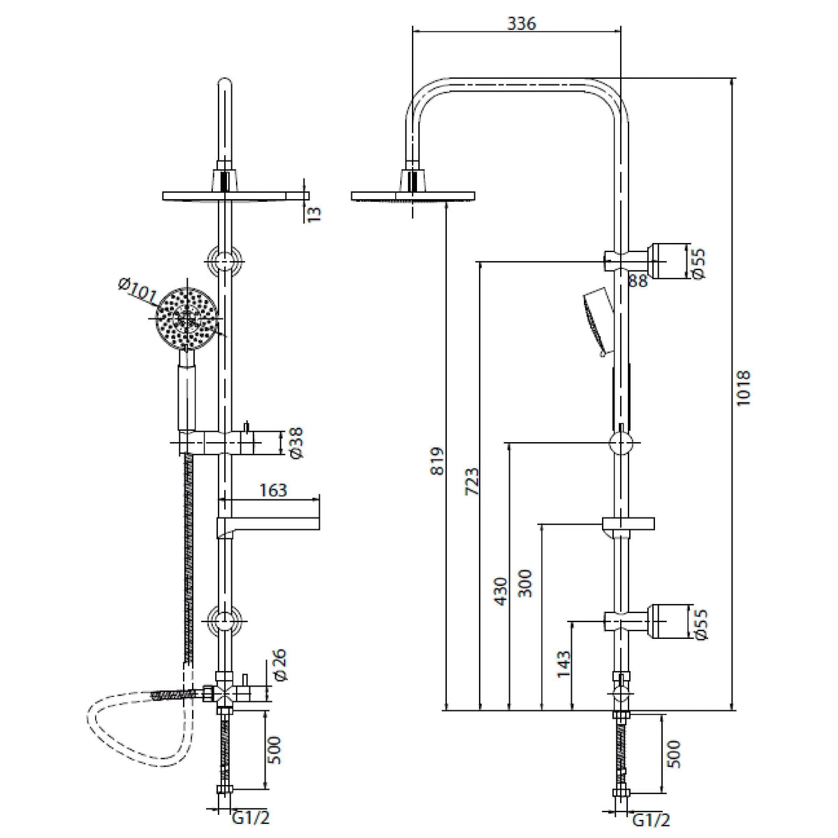 In wall brushed brass mamparas de duchas shower set