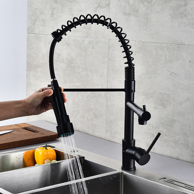360 degree rotating flexible pull out kitchen faucet water tap
