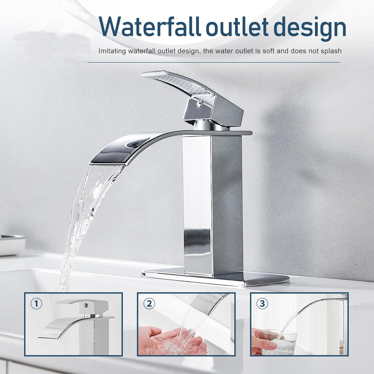Bathroom faucet stainless steel waterfall sink mixer