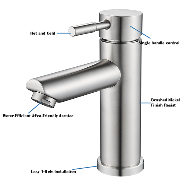 stainless steel brushed hand basin taps