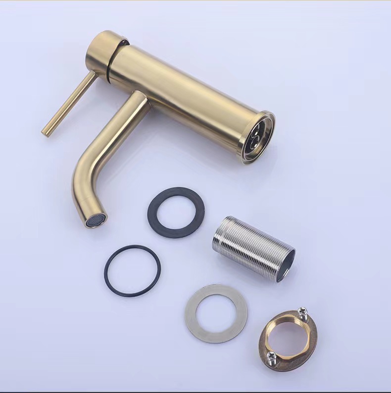 Brushed gold stainless steel bathroom basin taps