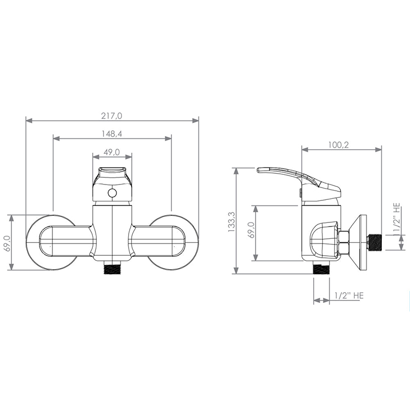 single abs chrome hand rain built in shower duchas