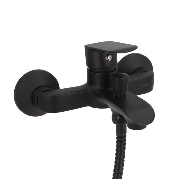 Matte Black brass wall mount tub shower faucet bath taps