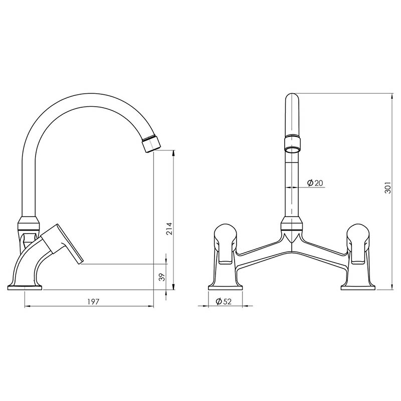 2 Handle 8 Inch Deck Mount Standard Chrome Kitchen Faucet Tap Mixer(griferia cocina)