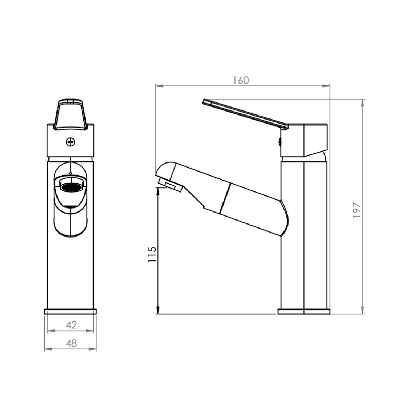 Black Bathroom Faucet With Pull Out Sprayer(griferia)