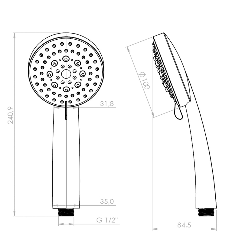 ABS Plastic Rain Shower Head And Mixer For Bathroom