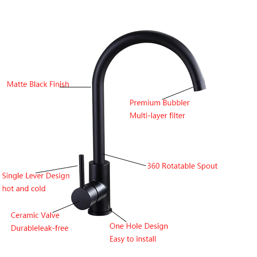 Modern Single Lever Hot Cold Black Faucets For Sinks(grifo de cocina)