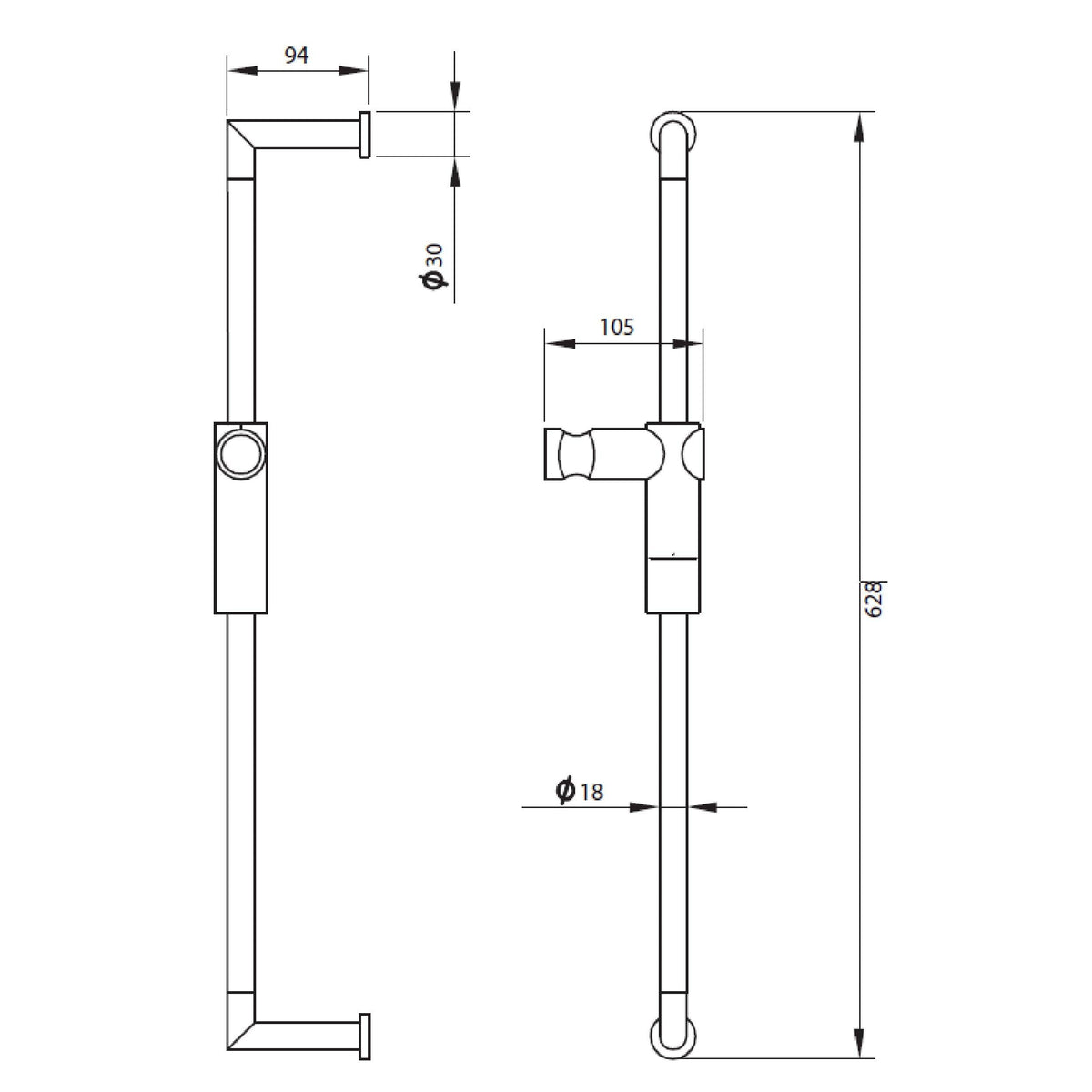 Stainless Steel Shower Slide Bars